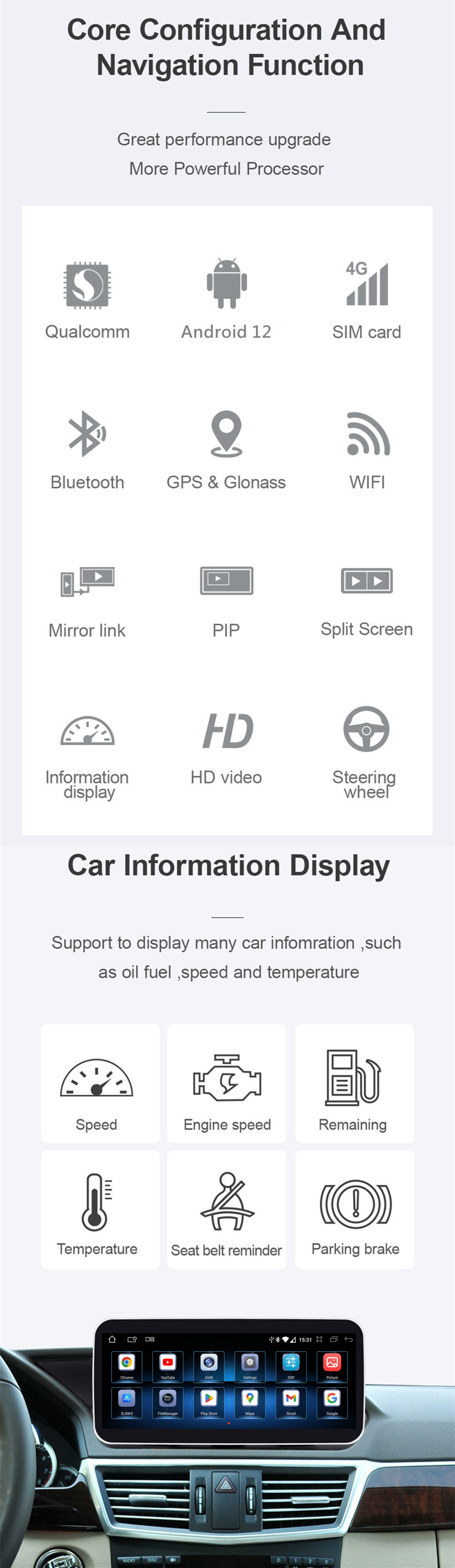 Autoradio Android 12.0 pour Mercedes CLS C218-1