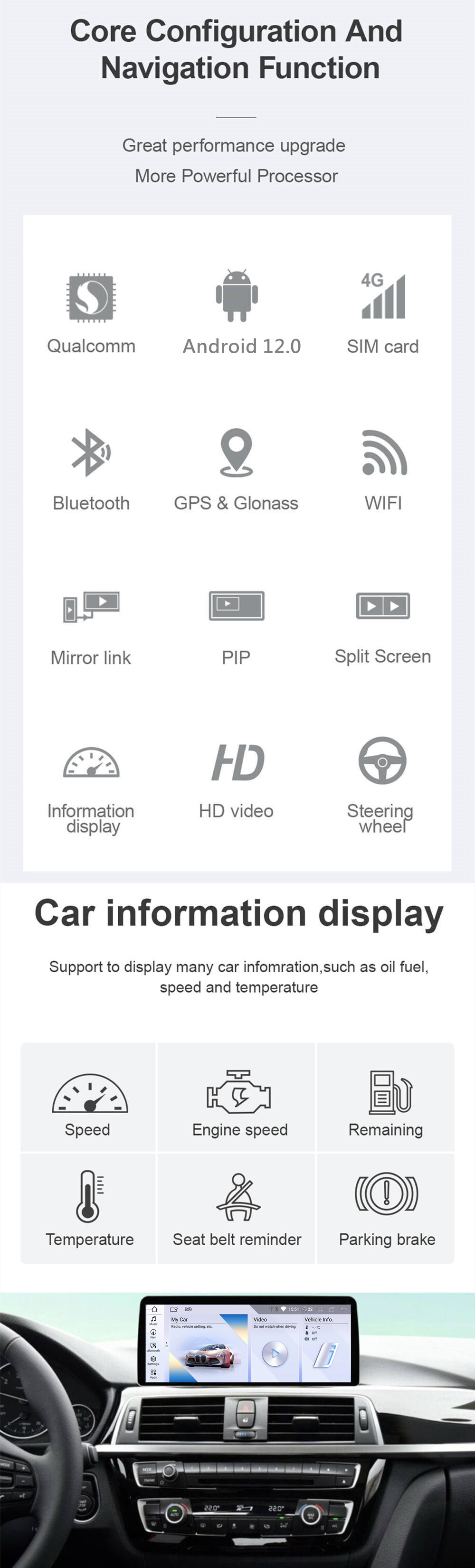 Autoradio Android 12.0 pour BMW X5 F15-1